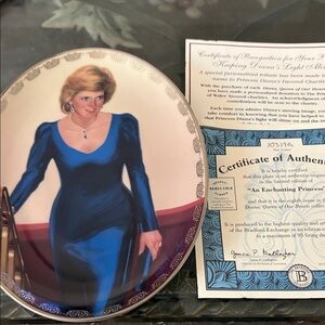 Commemorative plate from The Bradford Exchange “Diana Queen of our hearts.”
